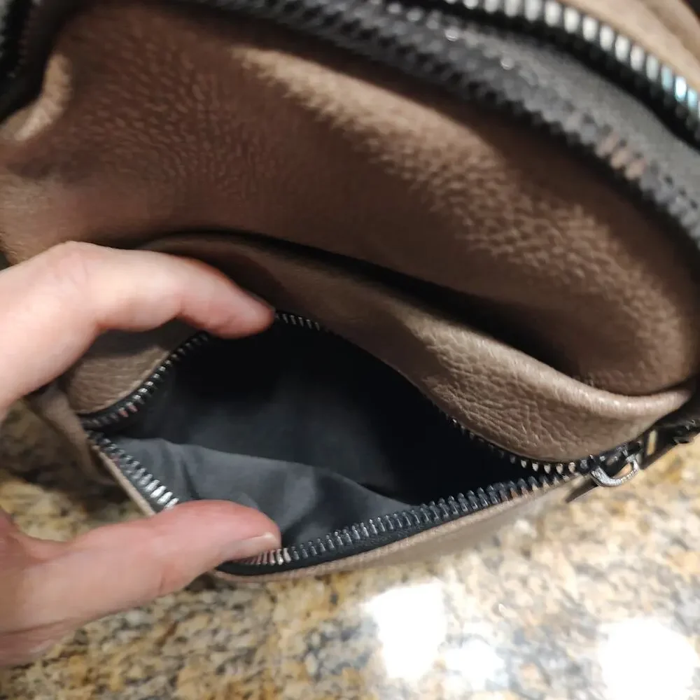 Brown Sling Bag with Zipper Pockets - Stylish and Functional